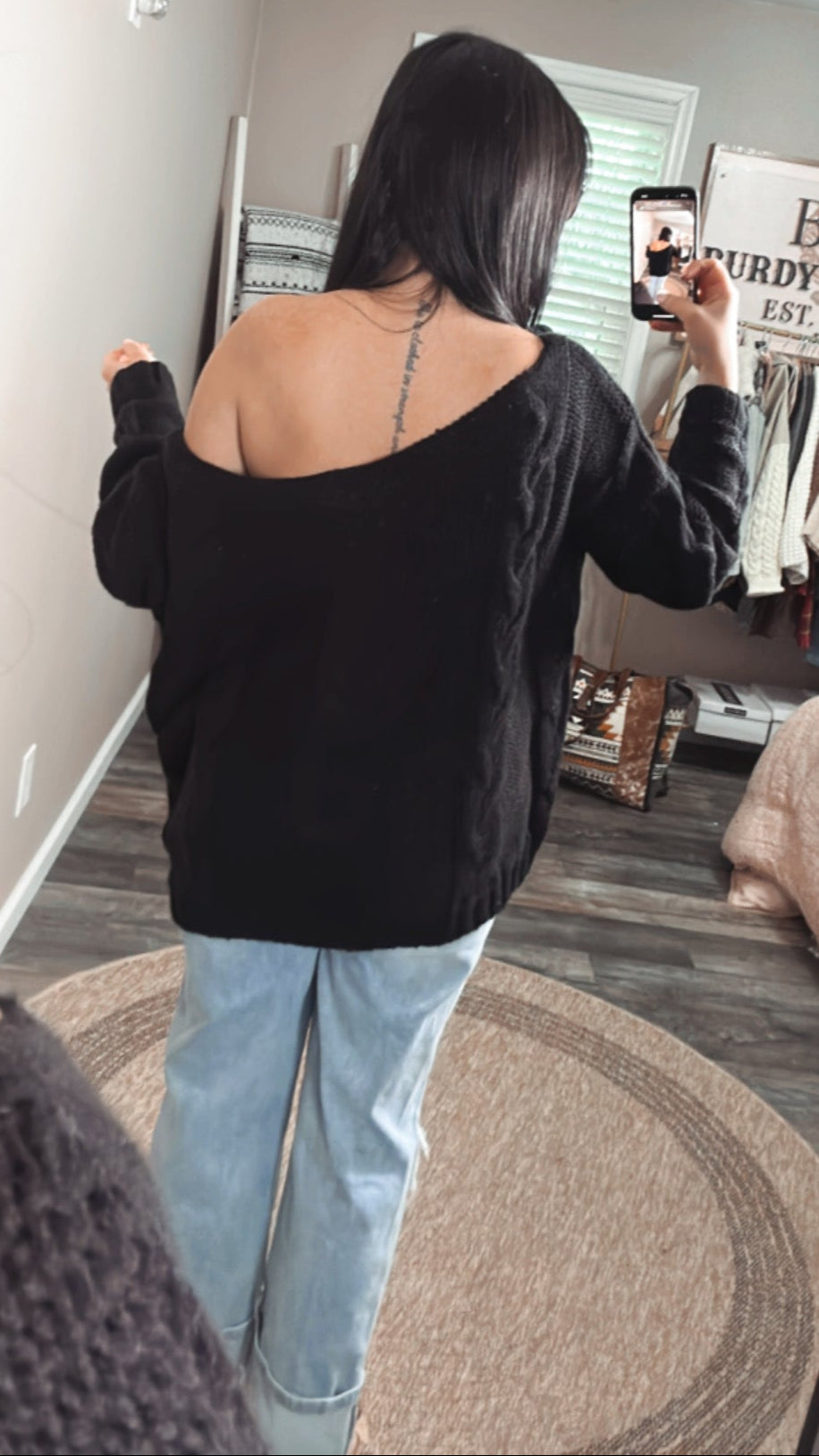 Black Slouchy Oversized Sweater, back