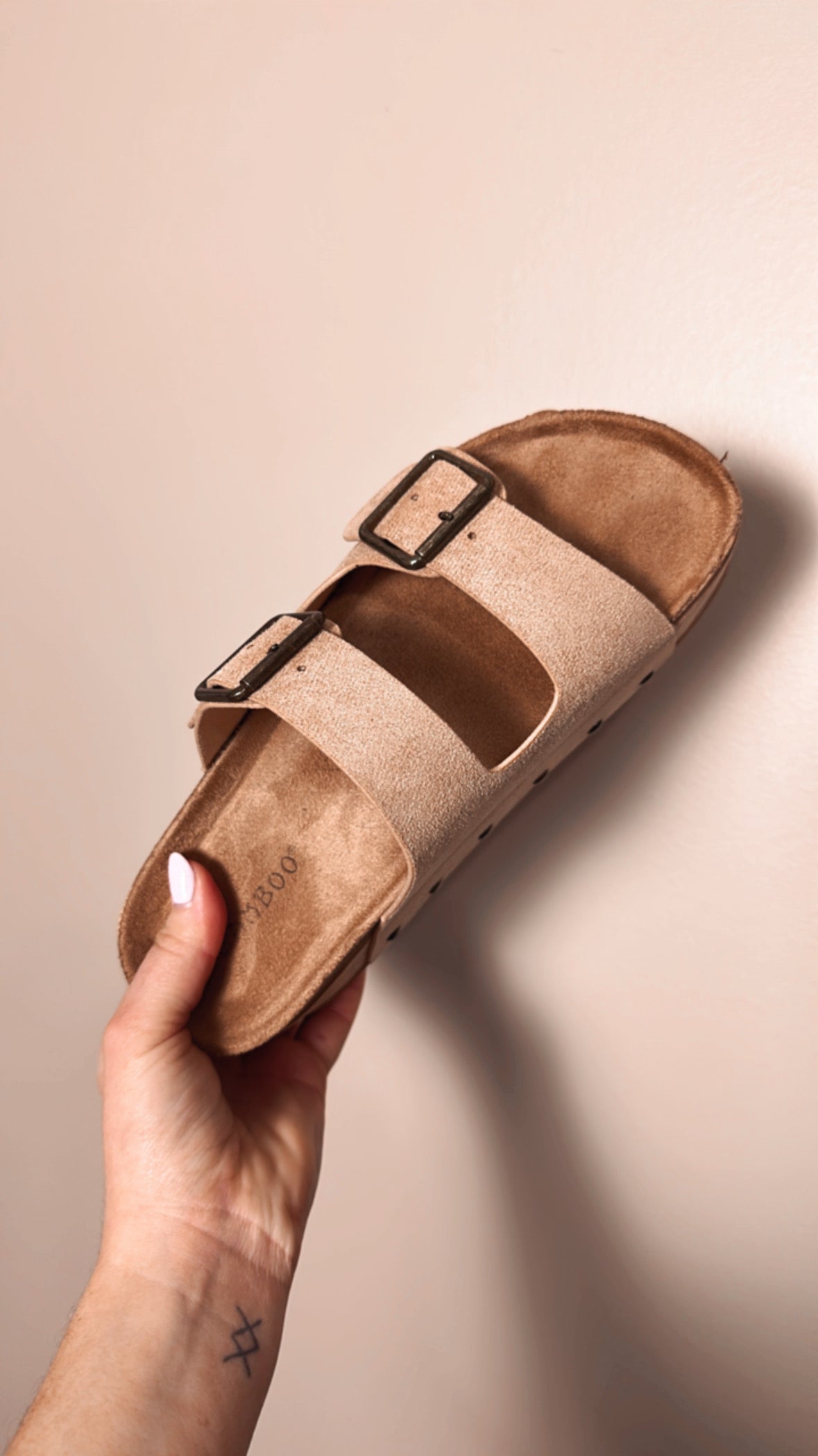 Shania Stacked Double Strap Sandals, top