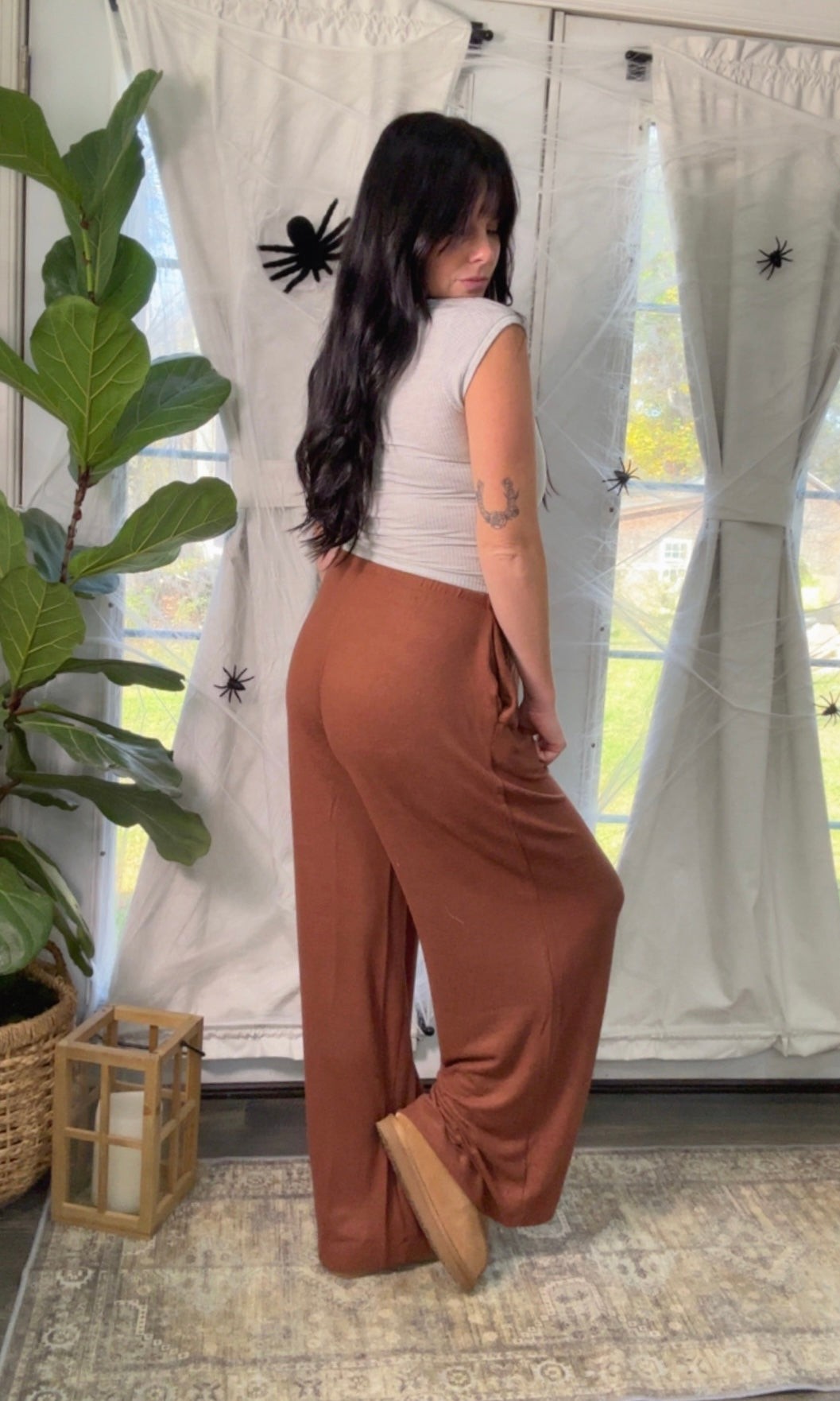 Fall Nights Lounge Knit Pants Chestnut