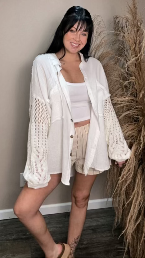 Crochet Sleeve Button Down