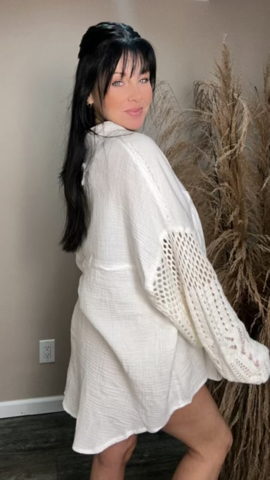 Crochet Sleeve Button Down
