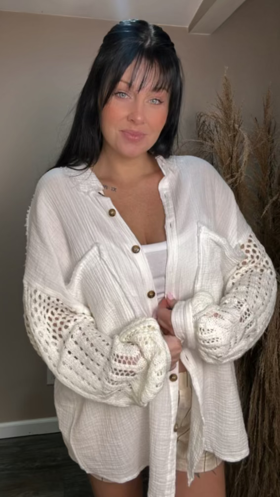 Crochet Sleeve Button Down