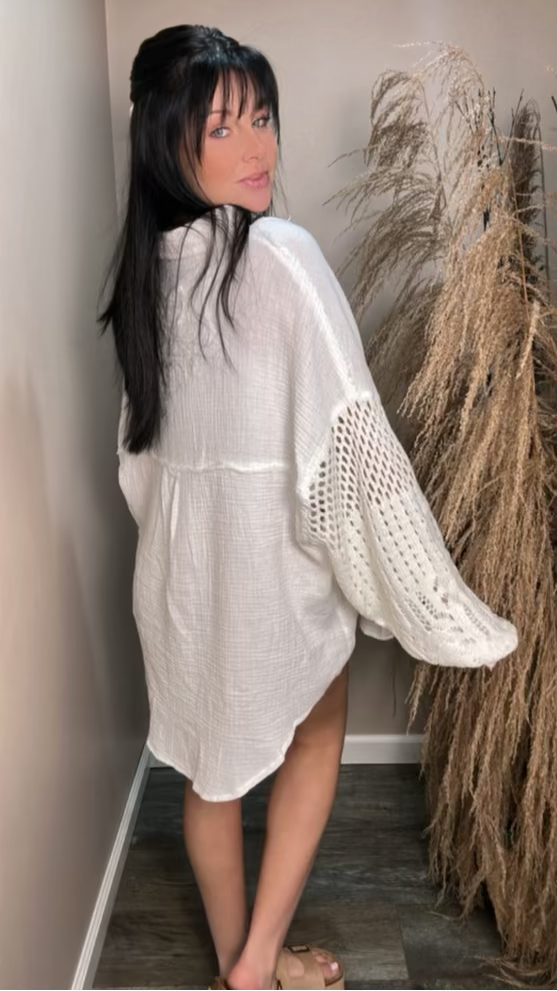 Crochet Sleeve Button Down