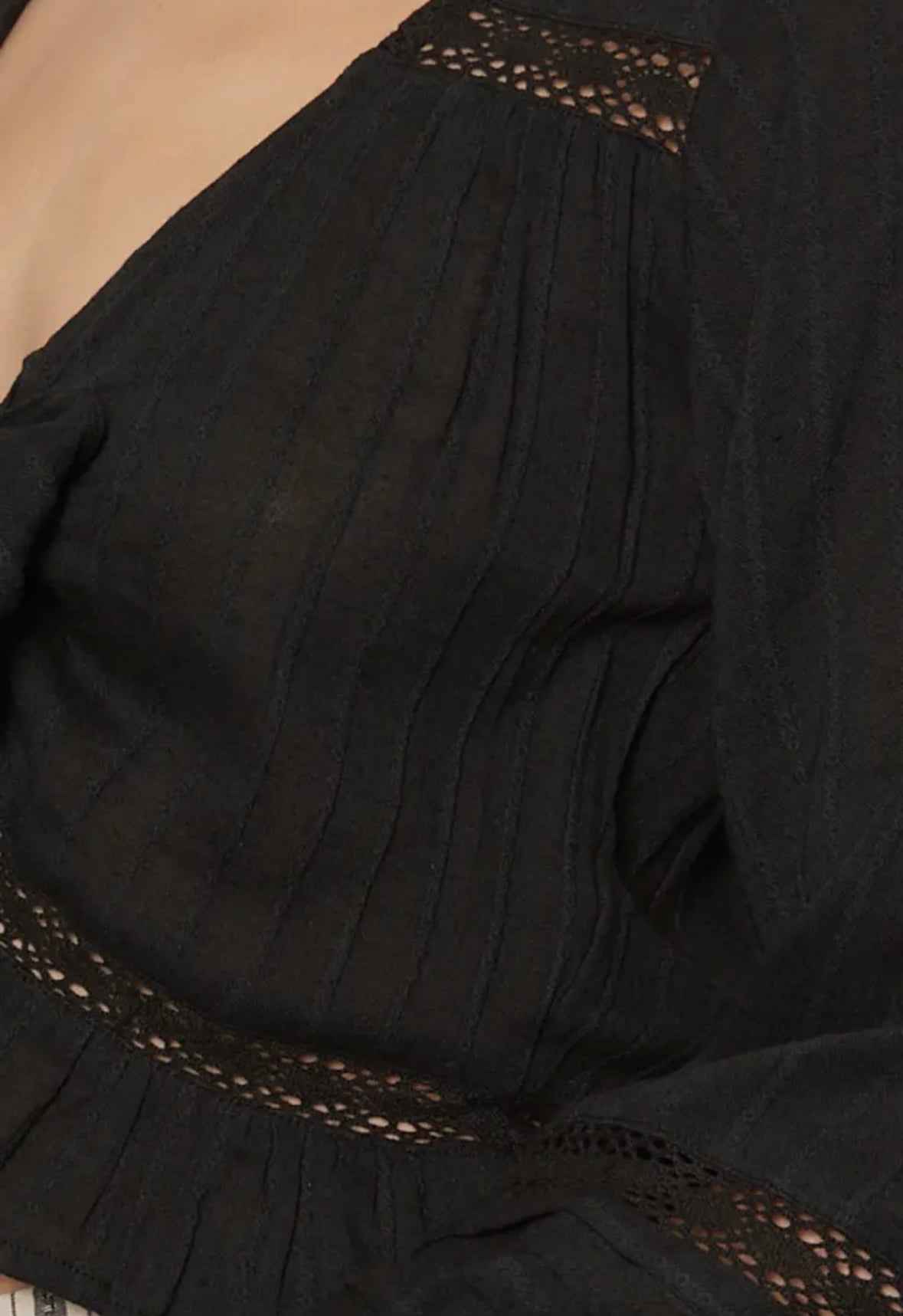 Lacey Front Tie Long Sleeve, fabric close up