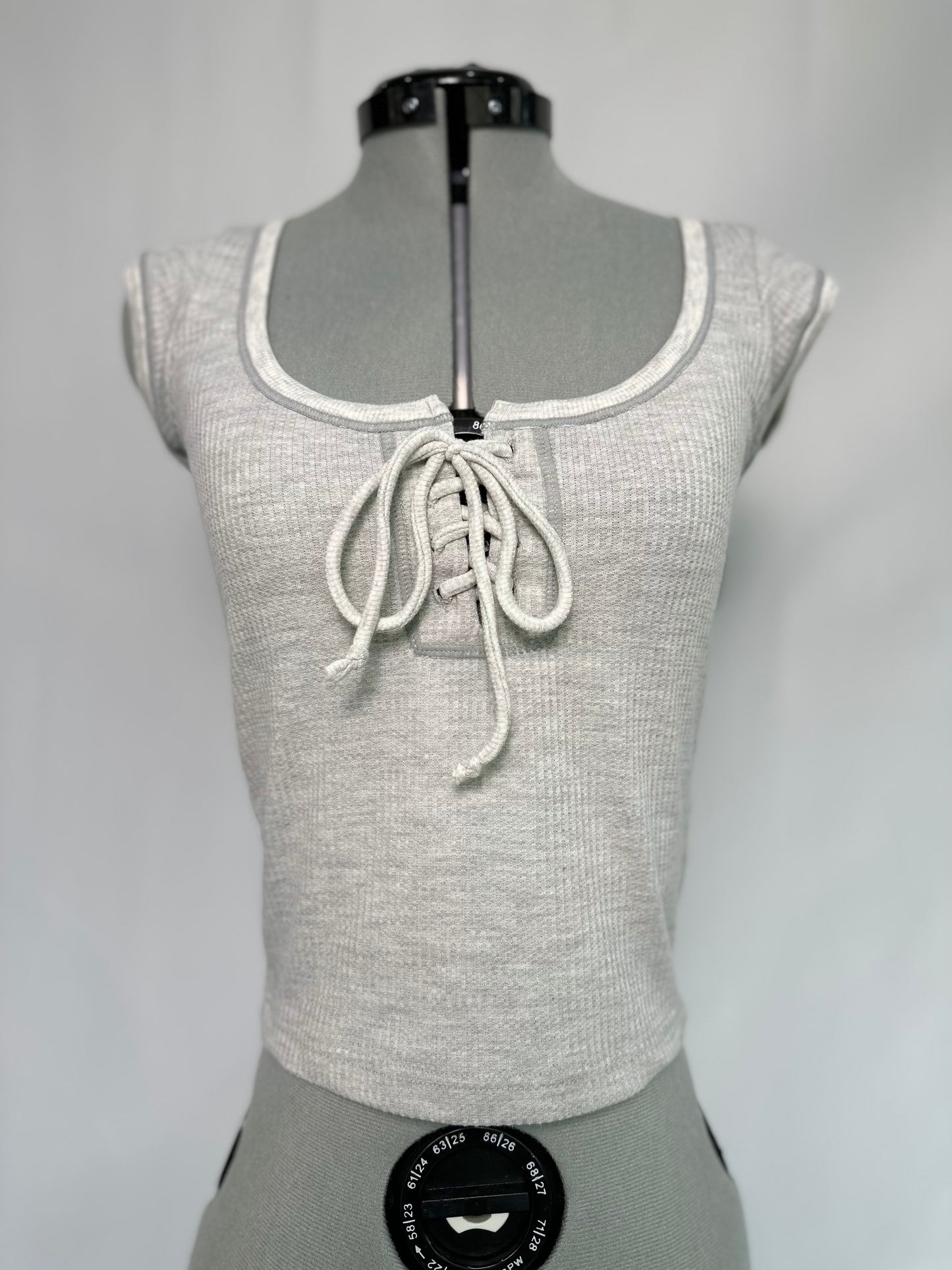 Mila Micro Ribbed Lace Up Tee