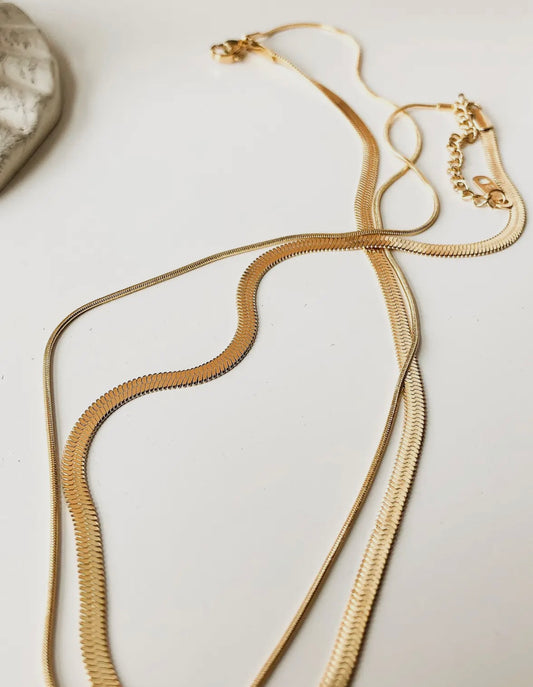 Layered Flat Snake Chain Necklace