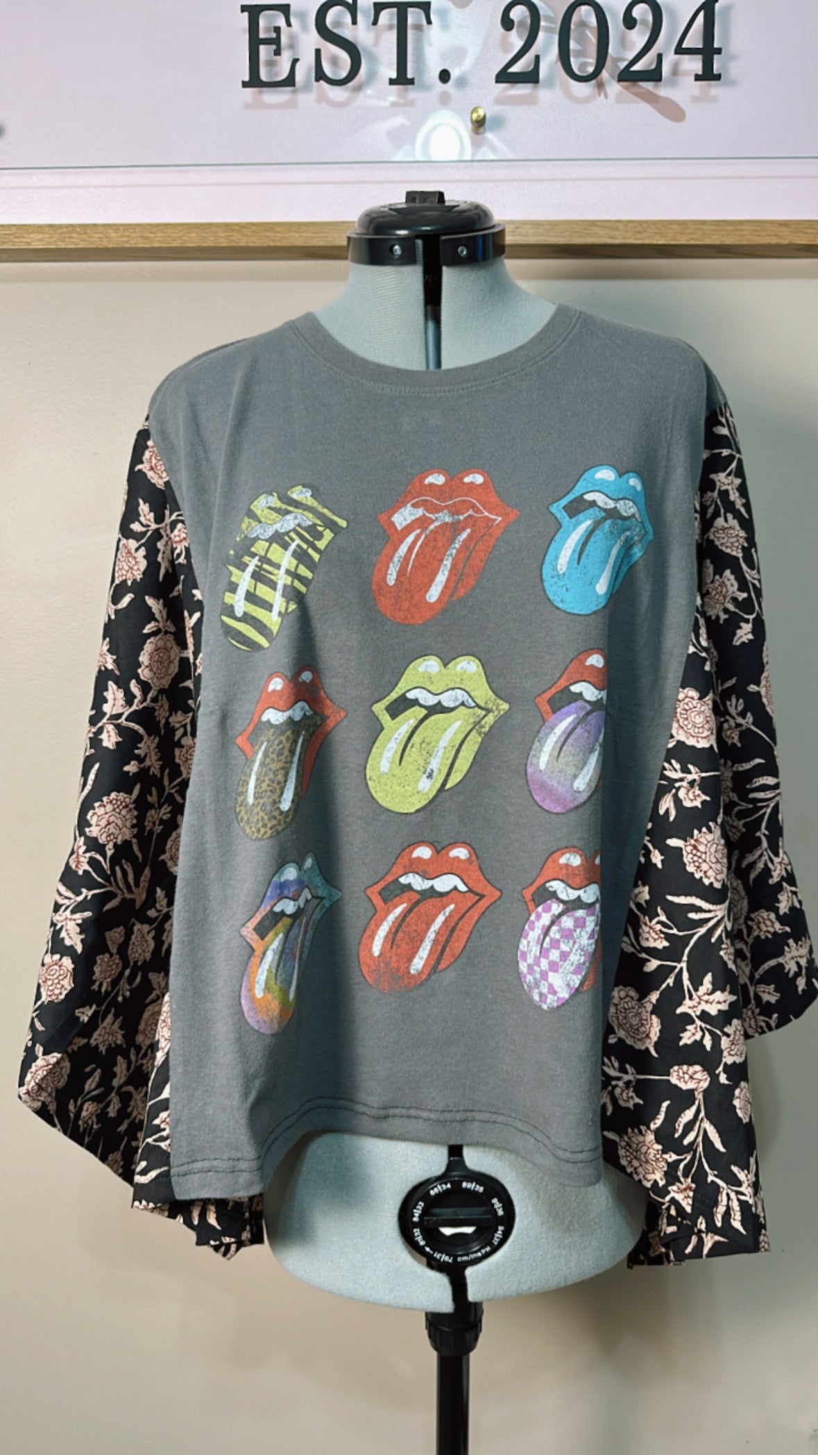 Rolling Stones Mix & Match Tee Grey Floral