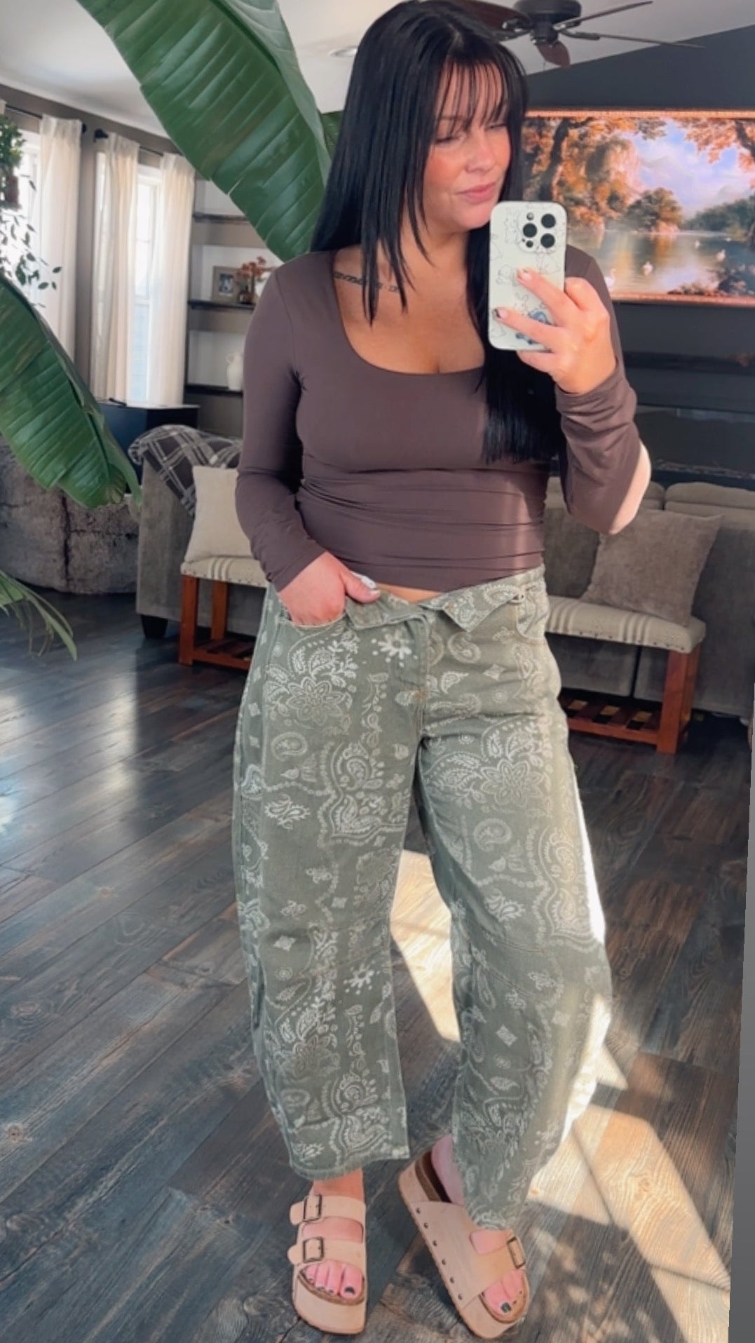 Matcha Moonlight Barrel Jeans