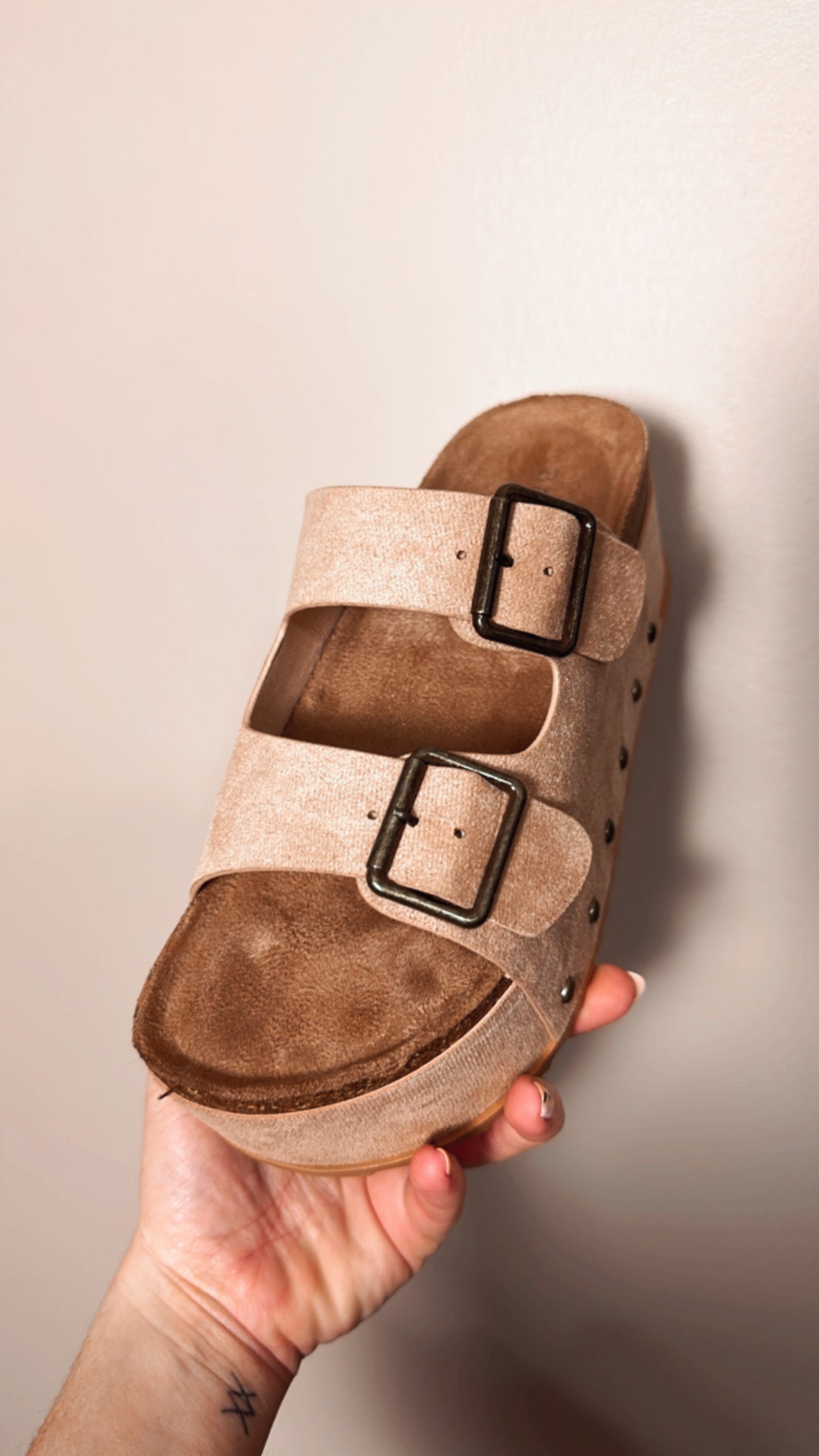 Shania Stacked Double Strap Sandals, front