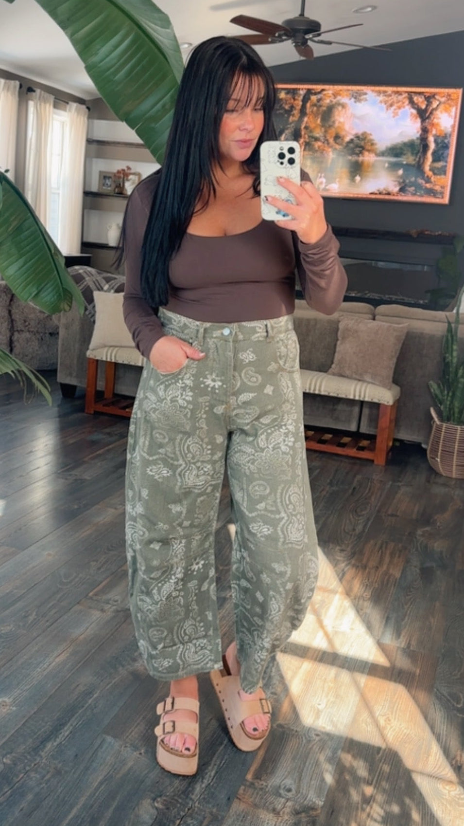 Matcha Moonlight Barrel Jeans