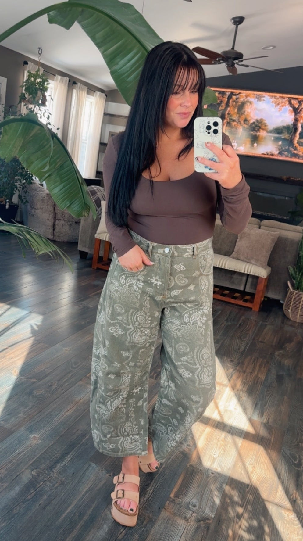 Matcha Moonlight Barrel Jeans