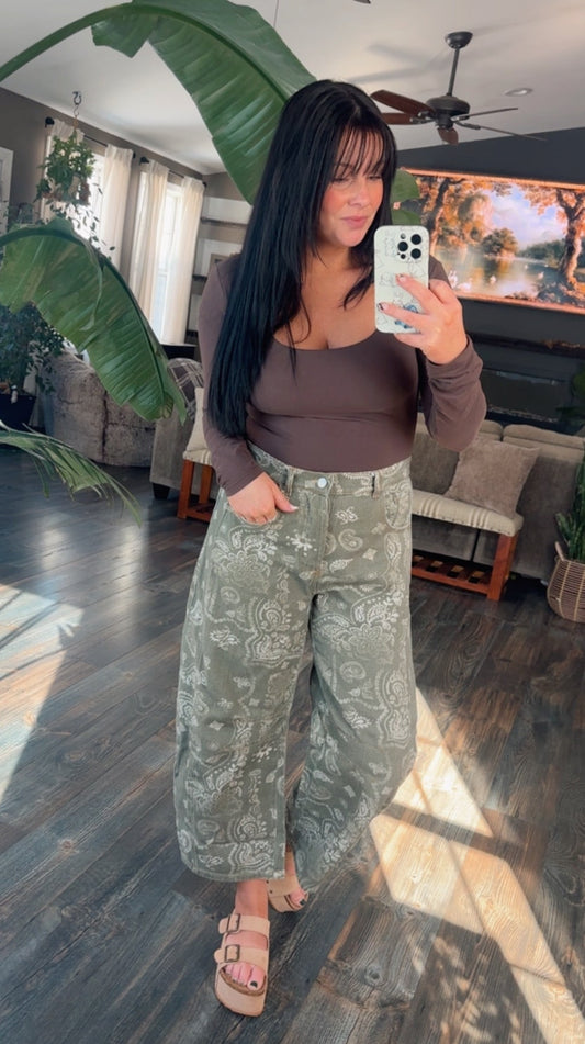 Matcha Moonlight Barrel Jeans