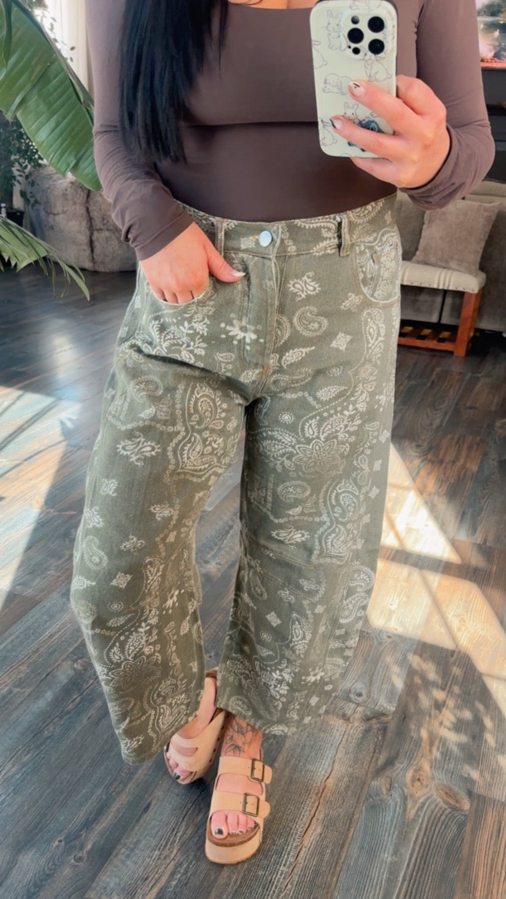 Matcha Moonlight Barrel Jeans