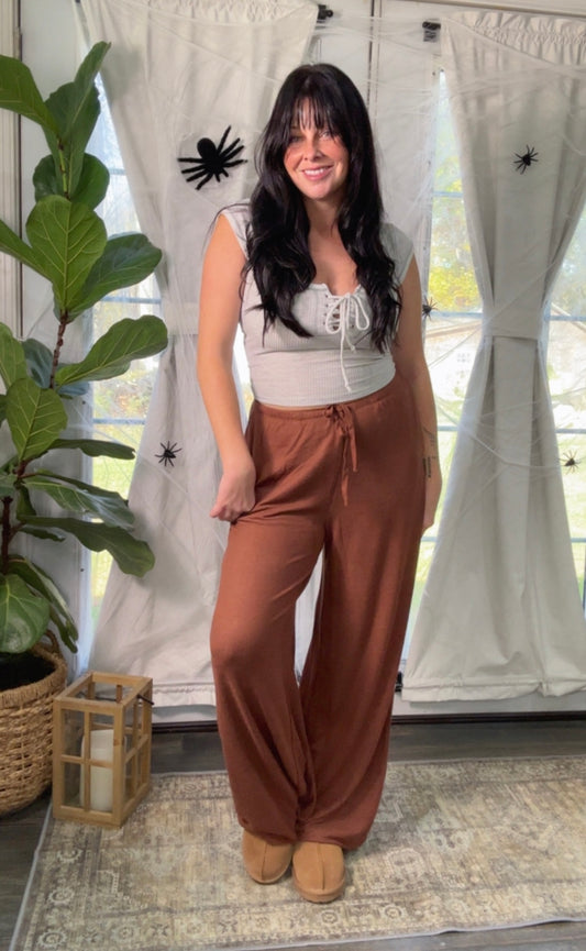 Fall Nights Lounge Knit Pants Chestnut