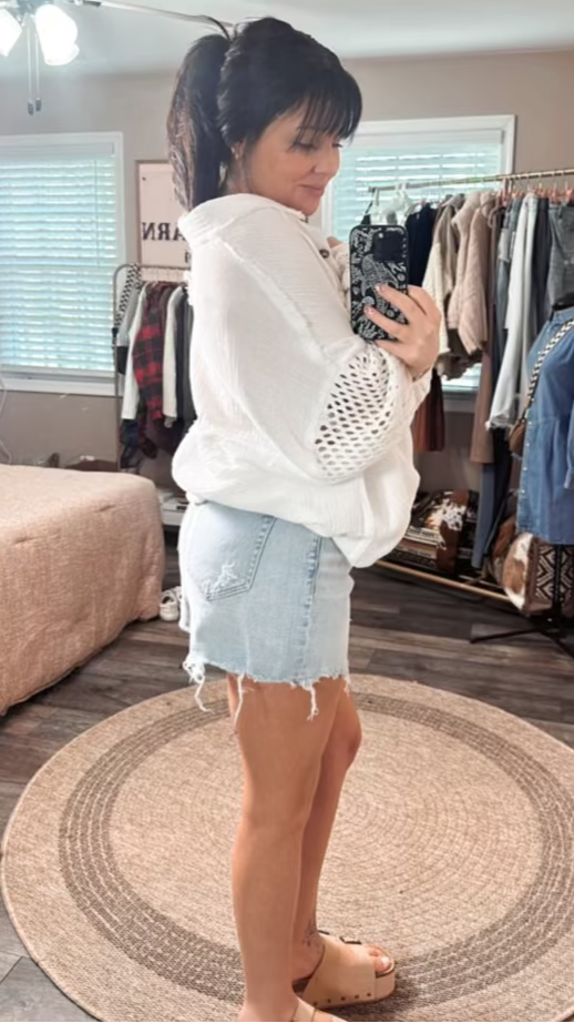 High-Rise Distressed Denim Shorts
