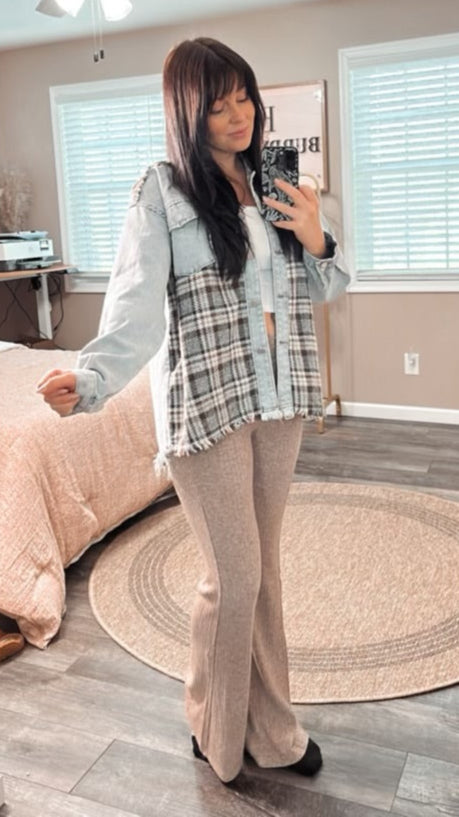 Plaid About You Denim Jacket, front