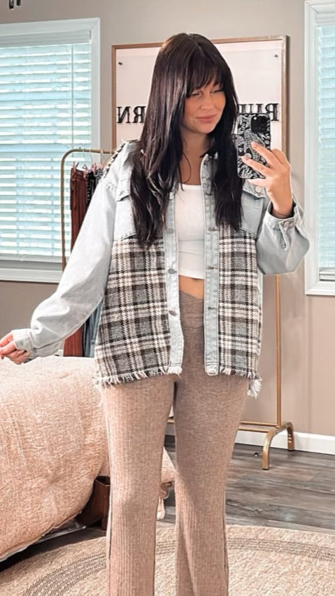 Plaid About You Denim Jacket, front